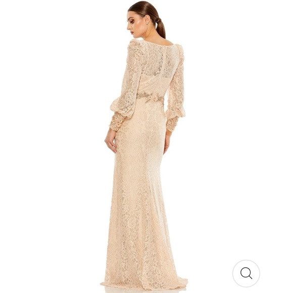 Mac Duggal 79397 Lace Long Sleeve V Neck Embellished Gown - Picture 3 of 14